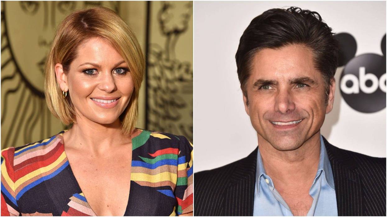 Collage photo of "Full House" stars Candace Cameron Bure and John Stamos