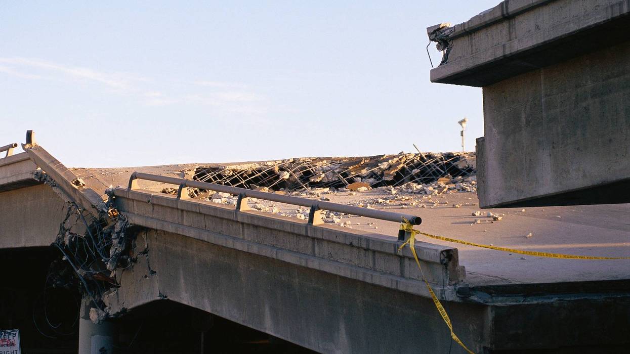 Collapsed bridge - stock photo