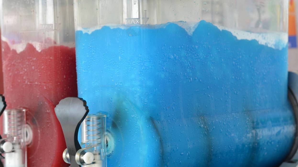 Colored slush ice different flavors
