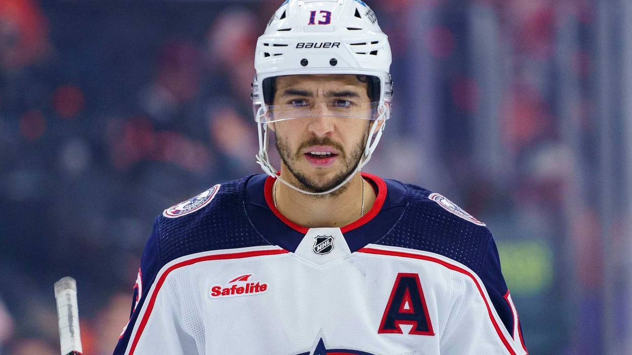Columbus Blue Jackets' Johnny Gaudreau (13) plays against the Nashville Predators during the second period of an NHL hockey game Saturday, April 13, 2024, in Nashville, Tenn