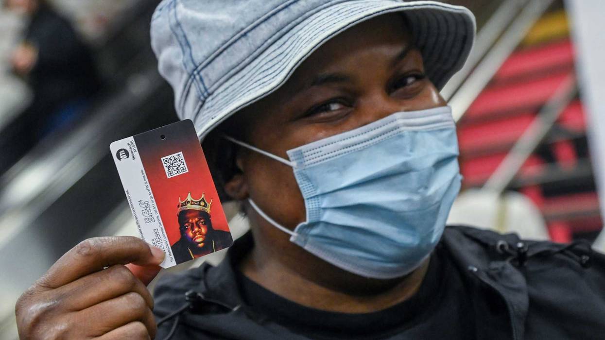 Commemorative MetroCards depicting the Notorious B.I.G. are sold at Atlantic Av-Barclays Center on Saturday, May 21, 2022, which would have been the slain rapper’s 50th birthday.