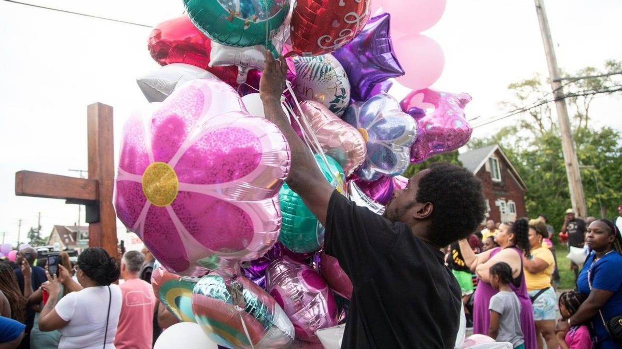 Community members brought balloons to a vigil in honor of 2-year-old Wynter Cole-Smith