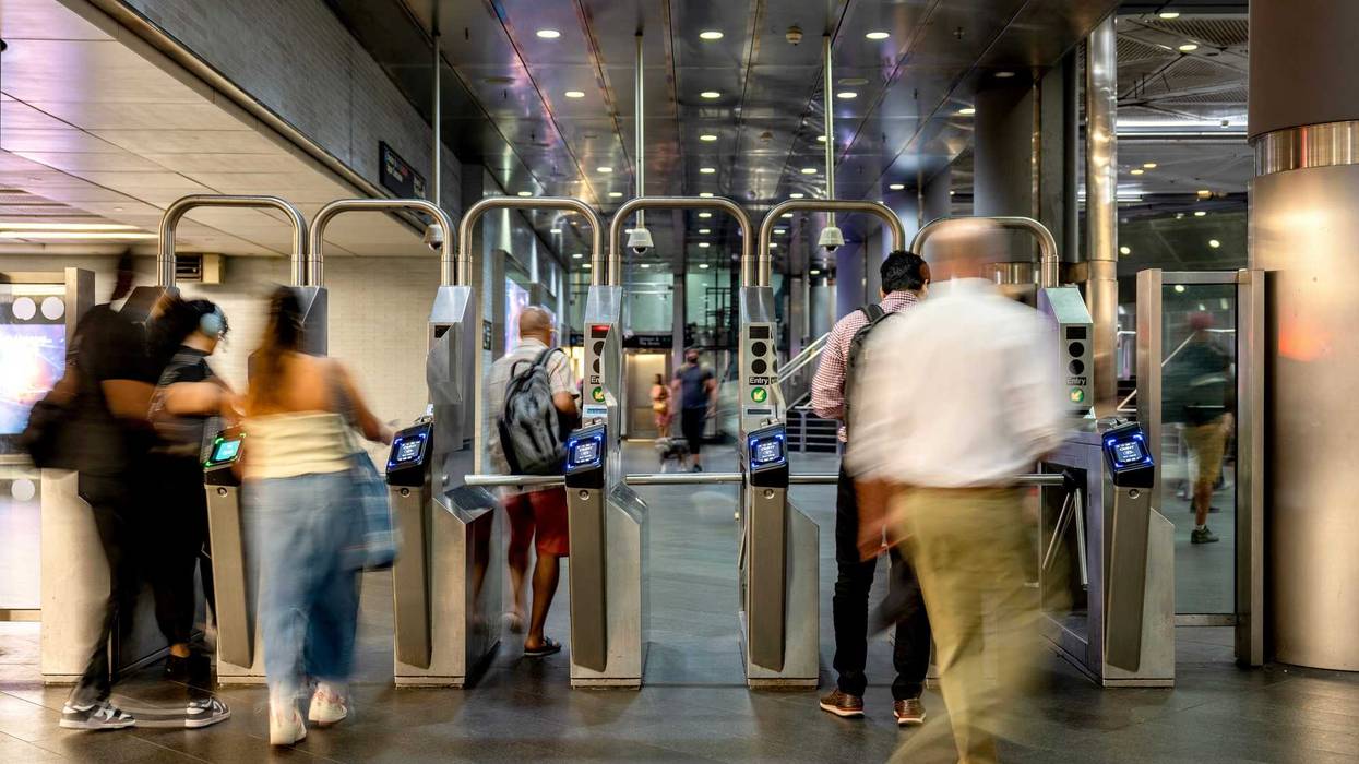 Commuters during the morning rush hour at the Fulton Center subway station in New York