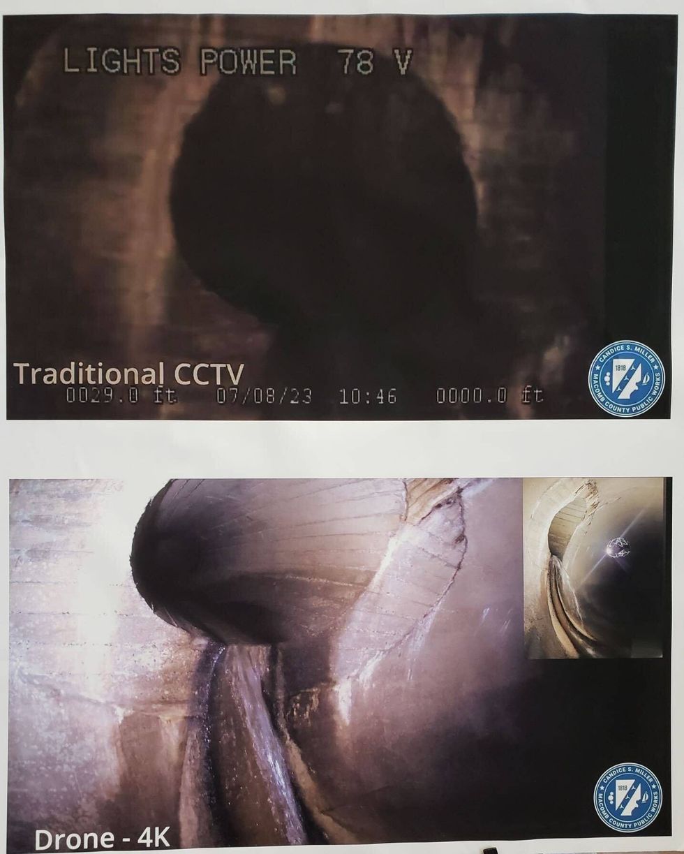 Comparison of drone footage vs. traditional footage inside infrastructure
