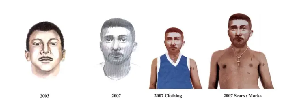 Composite sketches of the Fairmount Park Rapist over the years.