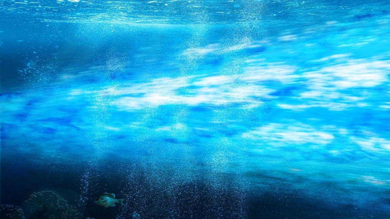 Concept of the swift Gulf Stream underwater ocean current flowing in the Atlantic, 3d render