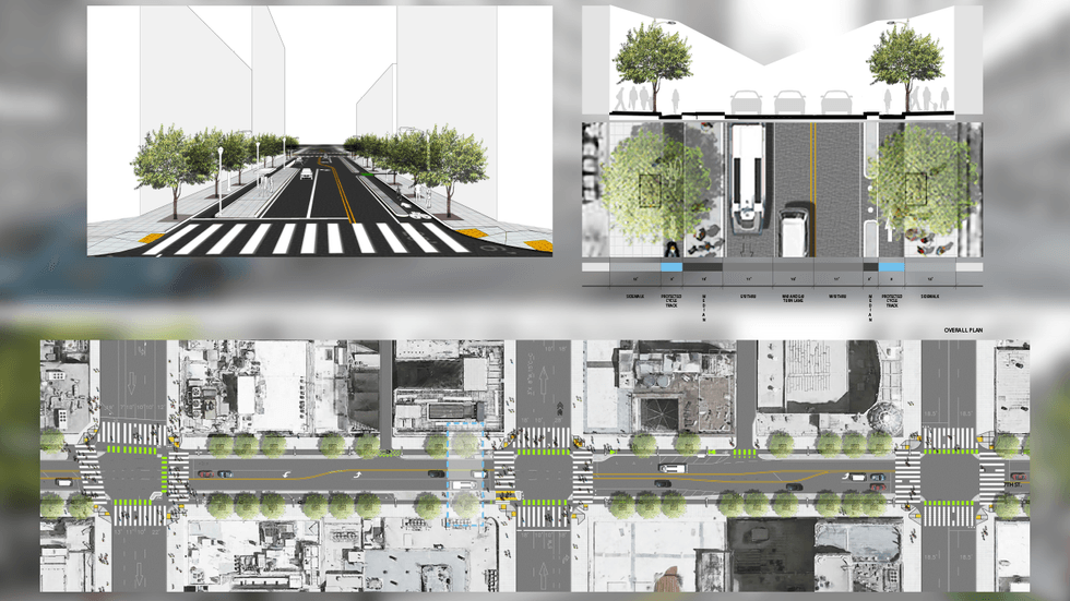 Concept rendering of an $18.7 million plan that is set to overhaul the 7th Street corridor, starting from San Pedro Street in Skid Row and ending westward at the Downtown Los Angeles