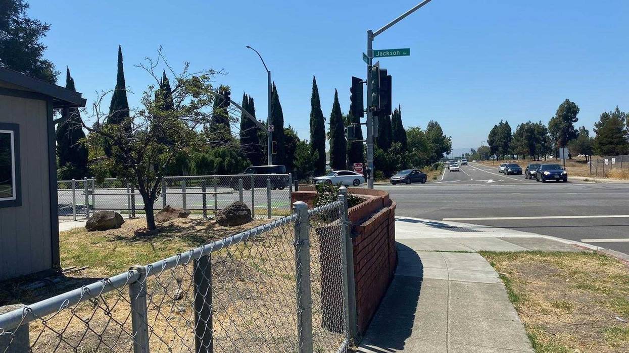 Concrete fence and barrier protect Ray Minter's Jackson Avenue home in East San Jose.
