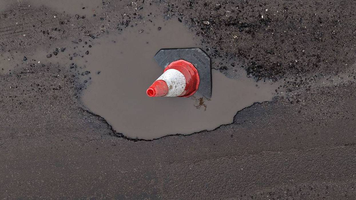cone in pothole