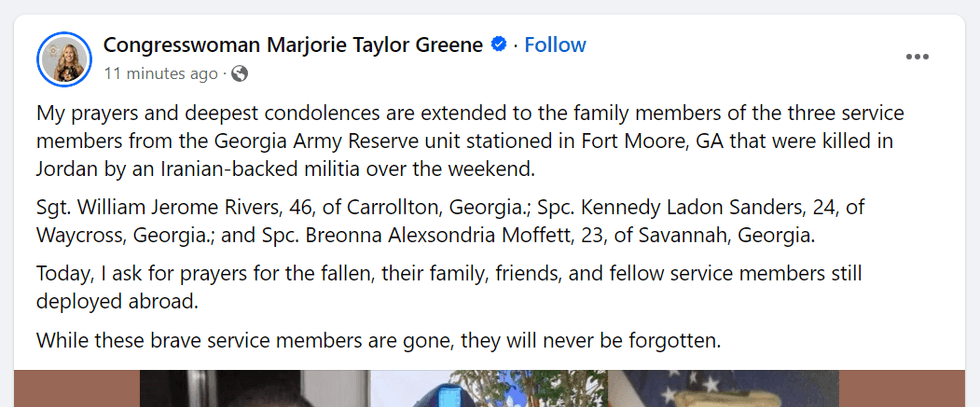 Congresswoman Marjorie Taylor Greene Facebook Page