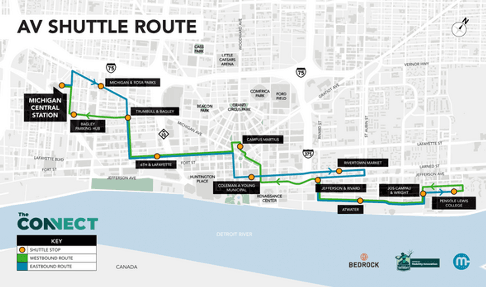 Connect AV shuttle route