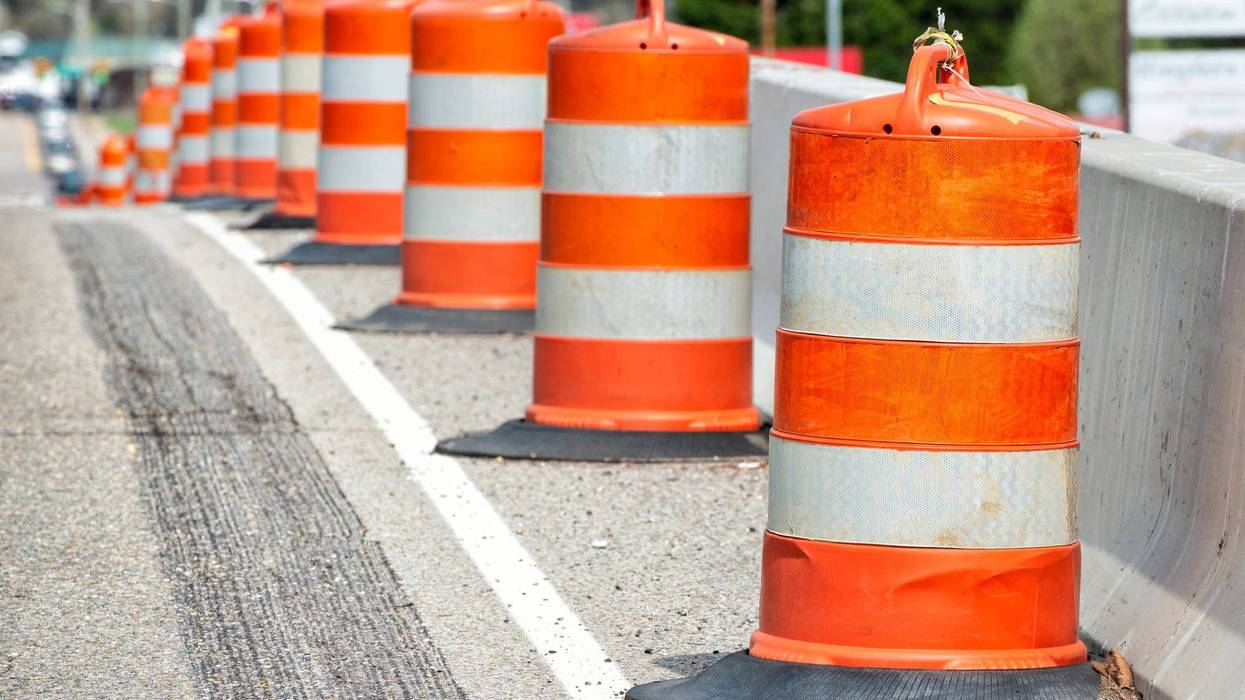 Construction cones during road work