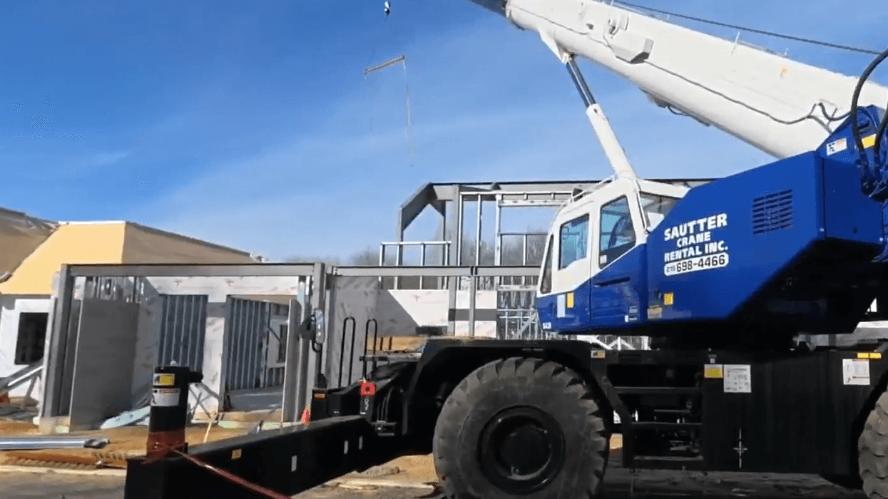 Construction equipment involved in building a homeless support center in Gloucester Township