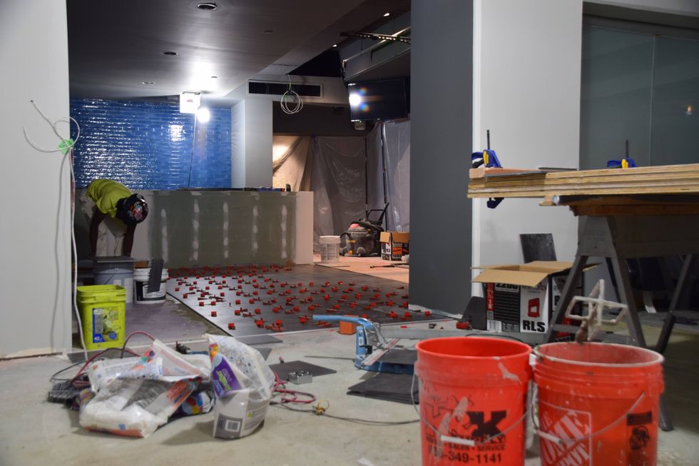 Construction of the new premium seats at Enterprise Center.