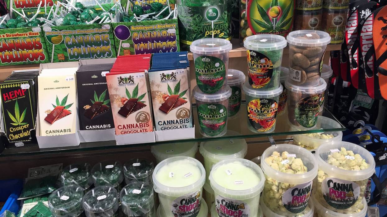 Consumable hemp products for sale in a shop in Amsterdam, NL