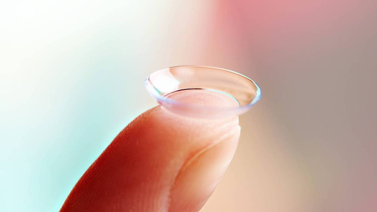 contact lens on a finger