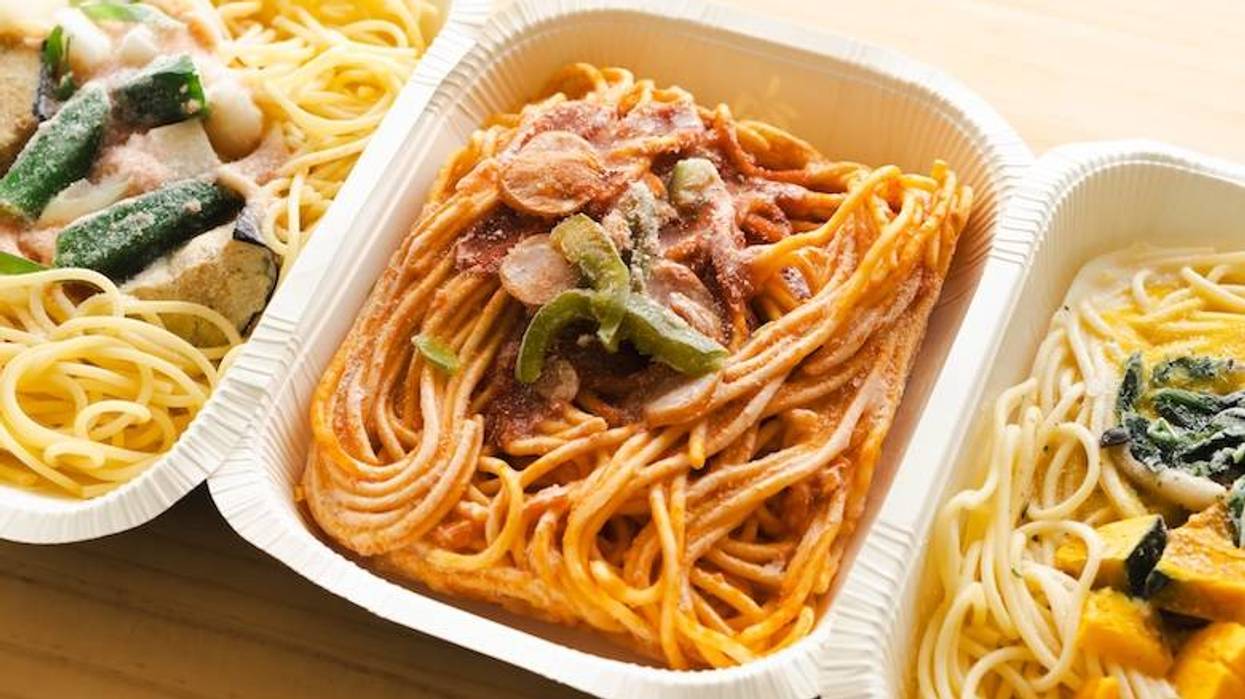 Containers of frozen pasta