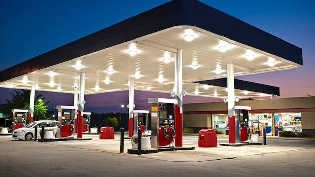 Convenience Store, Gas Station, Twilight, Sunset