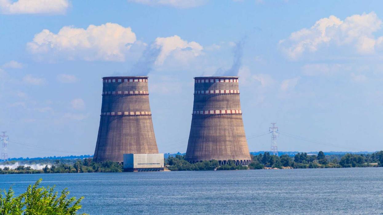 Cooling towers of Zaporizhia Nuclear Power Station in Enerhodar, Ukraine