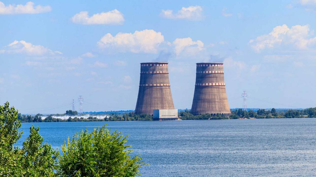 Cooling towers of Zaporizhia Nuclear Power Station in Enerhodar, Ukraine