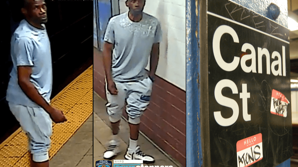 Cops are searching for a suspect in the violent robbery at the Canal Street R station in Chinatown on Monday