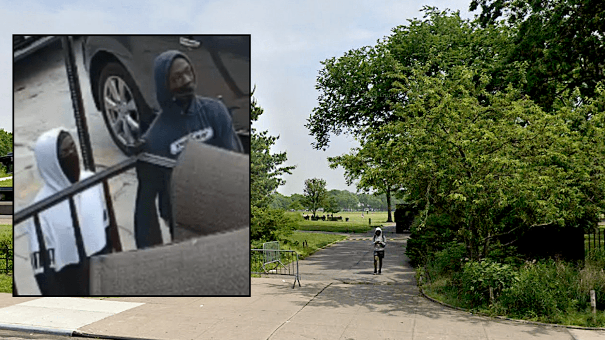 Cops are searching for two suspects in a violent mugging at Marine Park on April 15