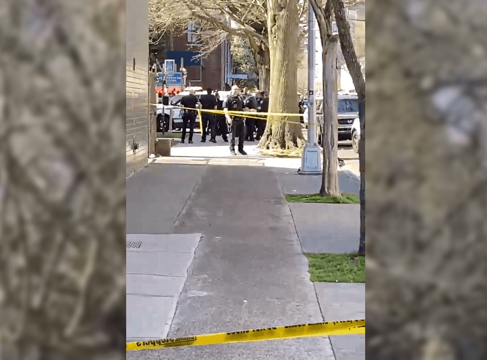 Cops at the shooting scene on Thursday