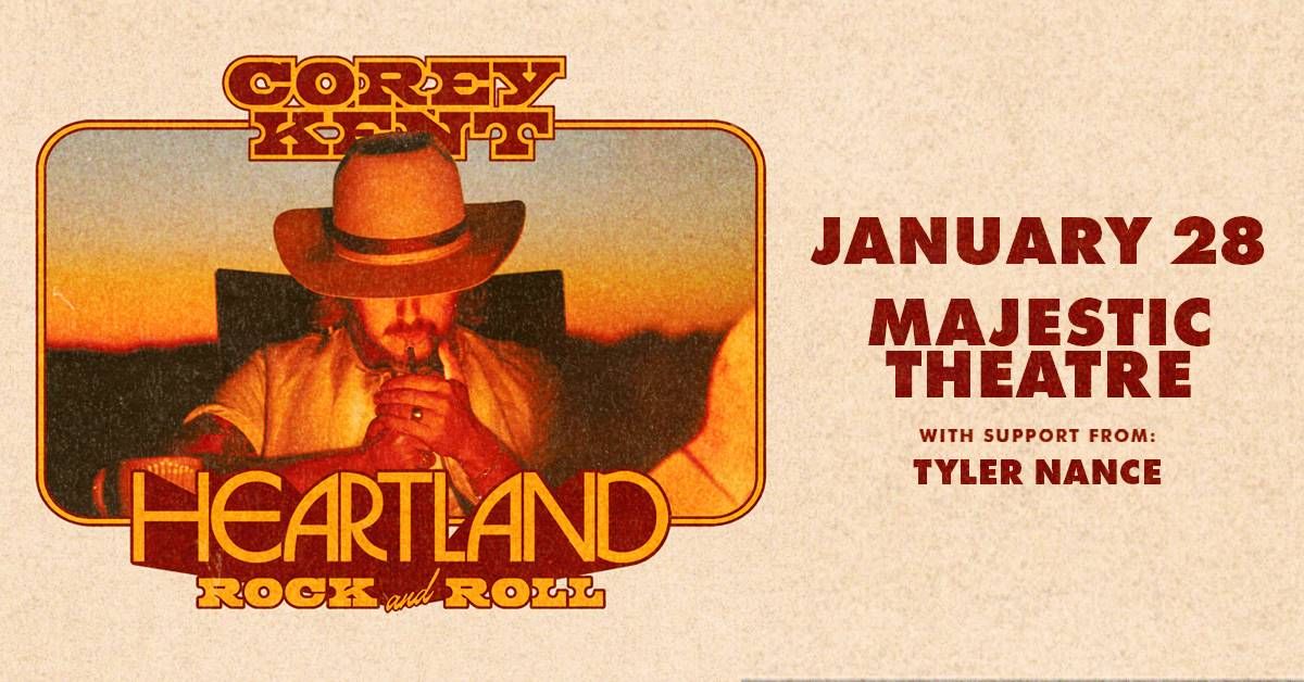 Corey Kent live at Majestic Theatre, January 28, with Tyler Nance. Heartland Rock and Roll.