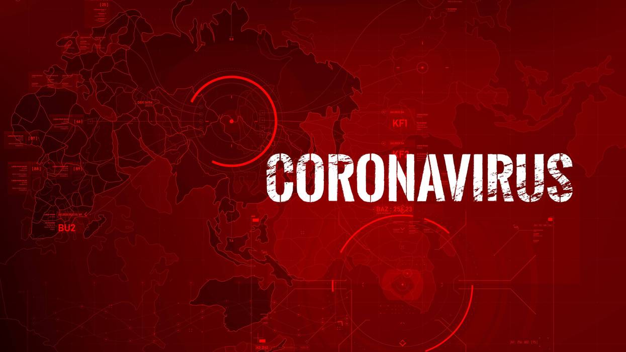 Coronavirus text outbreak with the world map
