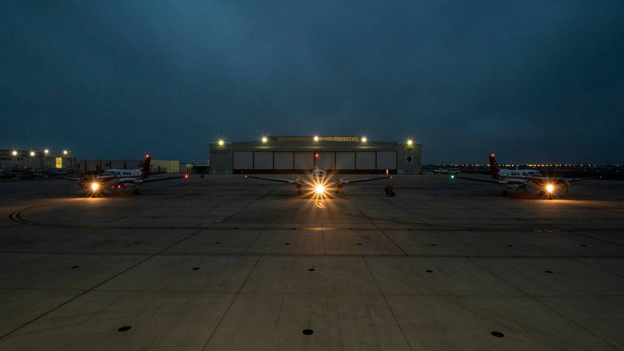 CORPUS CHRISTI, Texas (May 8, 2019) Three T-44C Pegasus aircraft sit aboard the Naval Air Station Corpus Christi flightline. Maritime and advanced tilt-rotor training is conducted in the T-44C at Training Squadron 31 and 35 in Training Air Wing Four. This