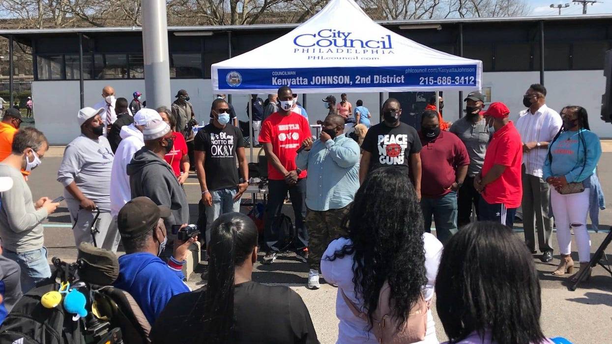 Councilman Kenyatta Johnson held a "Peace Not Guns" rally at the Thomas B. Smith Playground in South Philadelphia on Saturday.