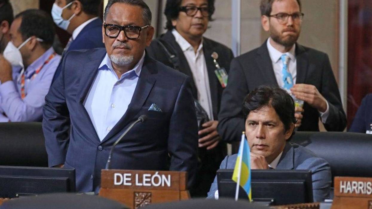 Councilmember District 1 - Gil Cedillo, left, and Councilmember District 14 - Kevin de León, sitting right, at the Los Angeles City Council meeting at Los Angeles City Hall on Tuesday, Oct. 11, 2022, in Los Angeles.