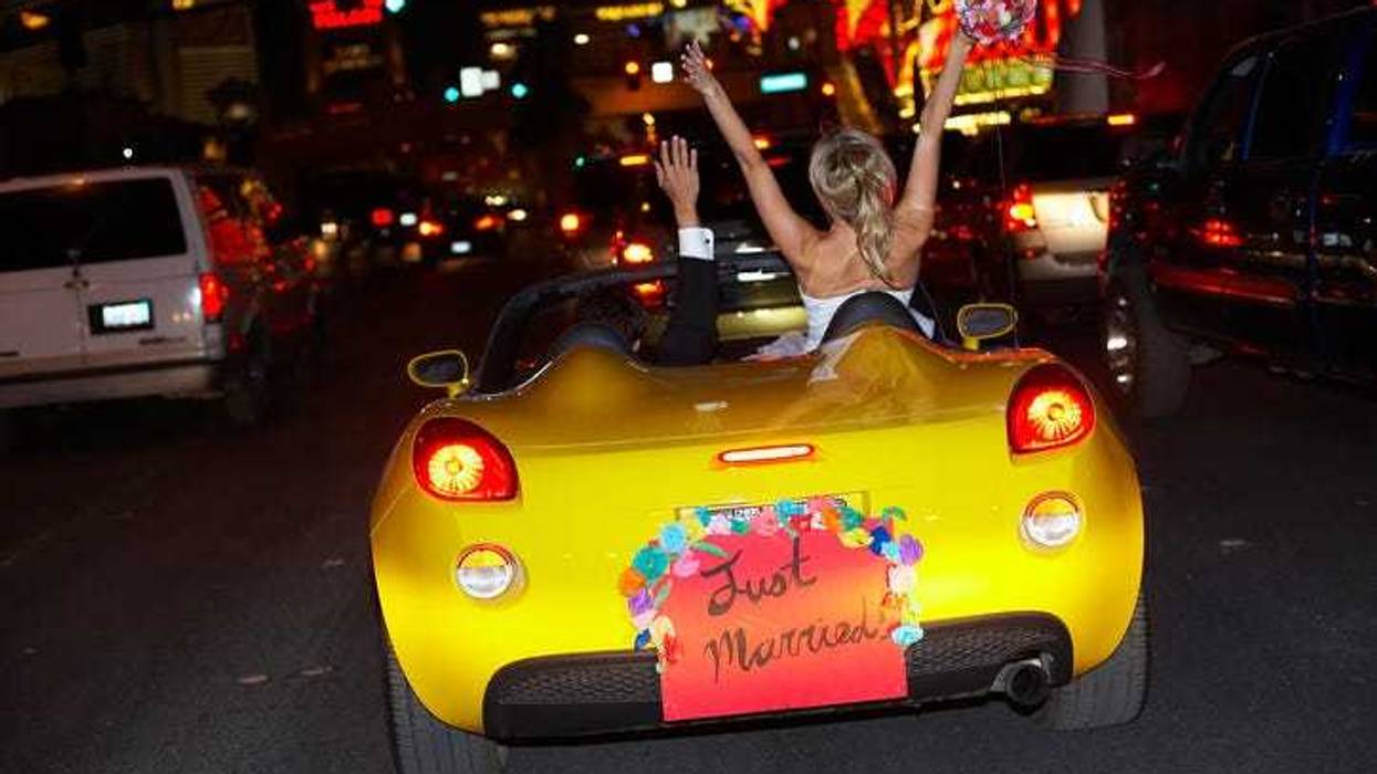 Couple who was just married in Las Vegas.