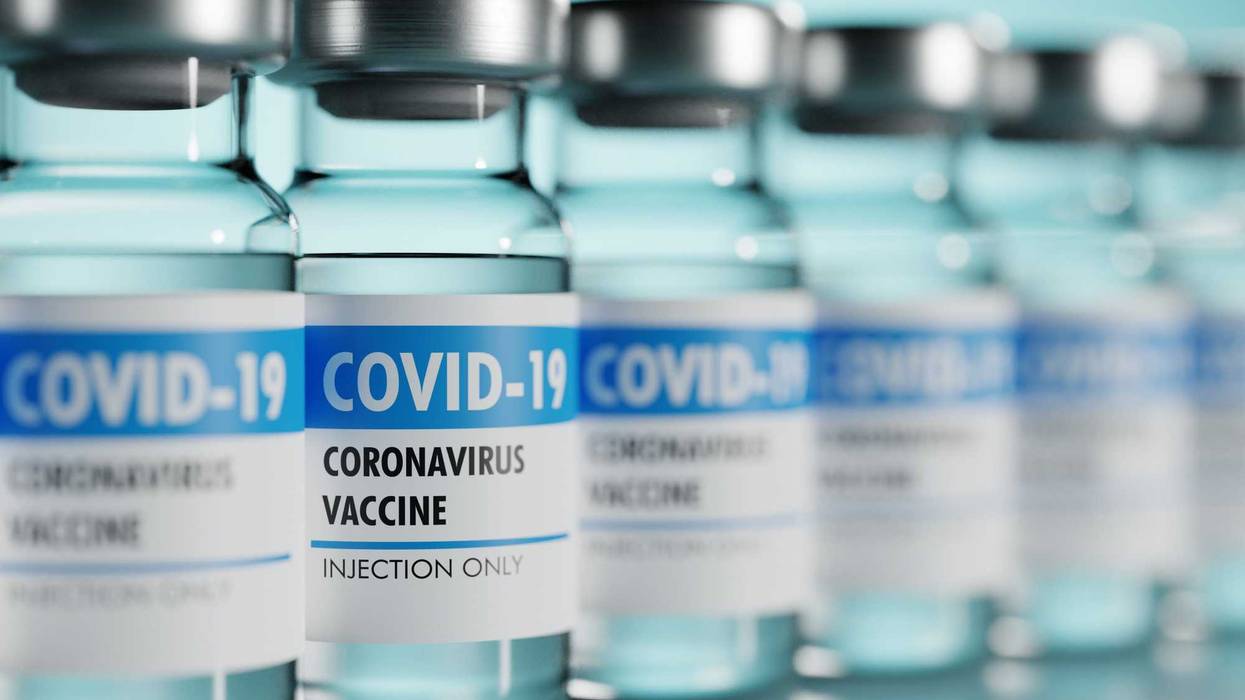 COVID vaccine bottles lined up