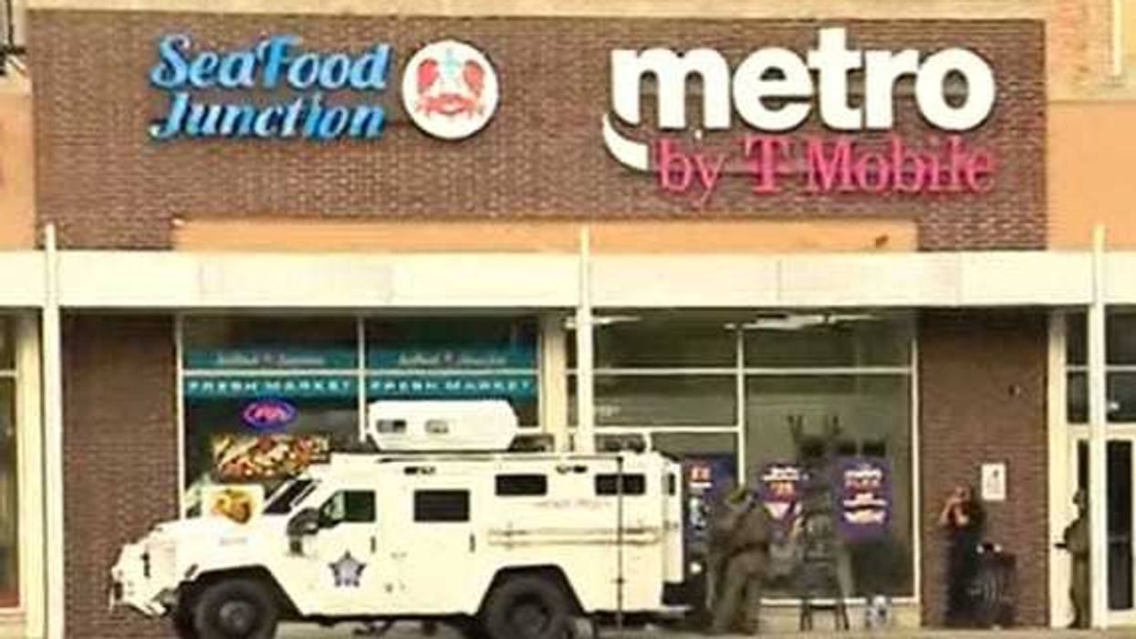 CPD SWAT vehicle outside building