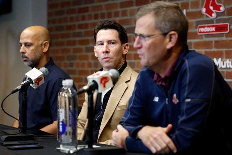 Craig Breslow, Sam Kennedy and Alex Cora