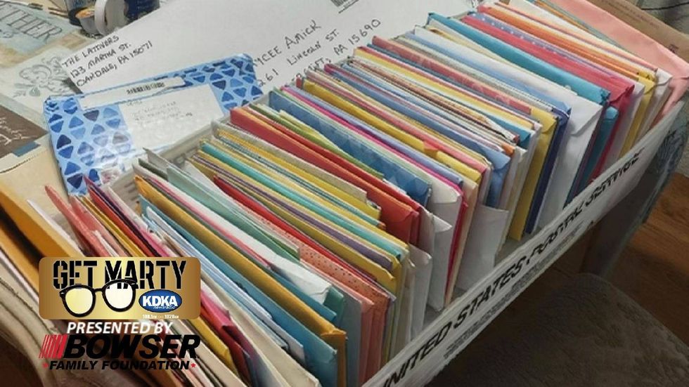 Crate of birthday cards delivered for Jaycee Amick