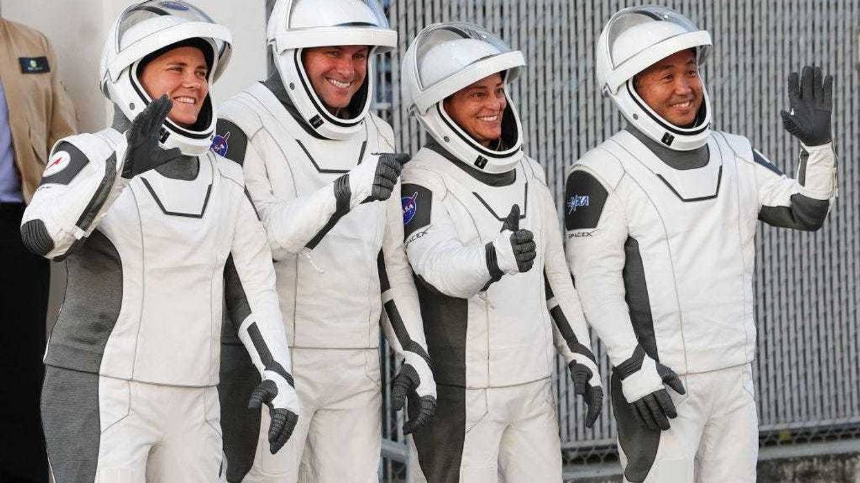 Crew-5 members (L-R) Roscosmos cosmonaut Anna Kikina, NASA astronauts Josh Cassada and Nicole Aunapu Mann and JAXA (Japan Aerospace Exploration Agency) astronaut Koichi Wakata depart for Launch Complex 39A at NASA's Kennedy Space Center on October 05, 2022 in Cape Canaveral, Florida. NASA’s SpaceX Crew-5 is scheduled to launch to the International Space Station later today. (Photo by Kevin Dietsch/Getty Images)