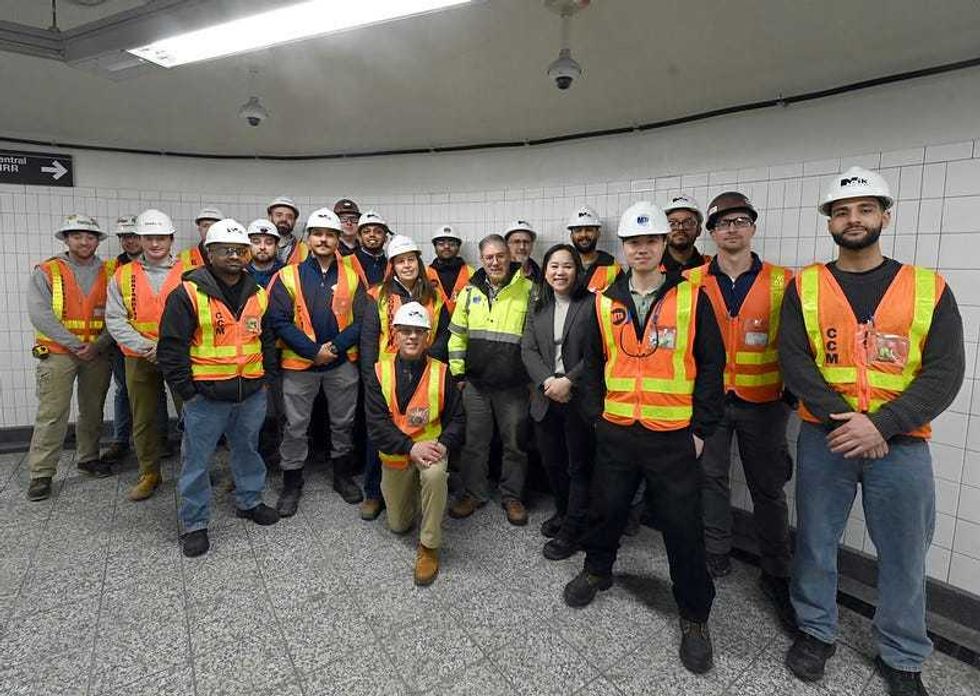Crew from the Grand Central Terminal 7 train line passageway project.