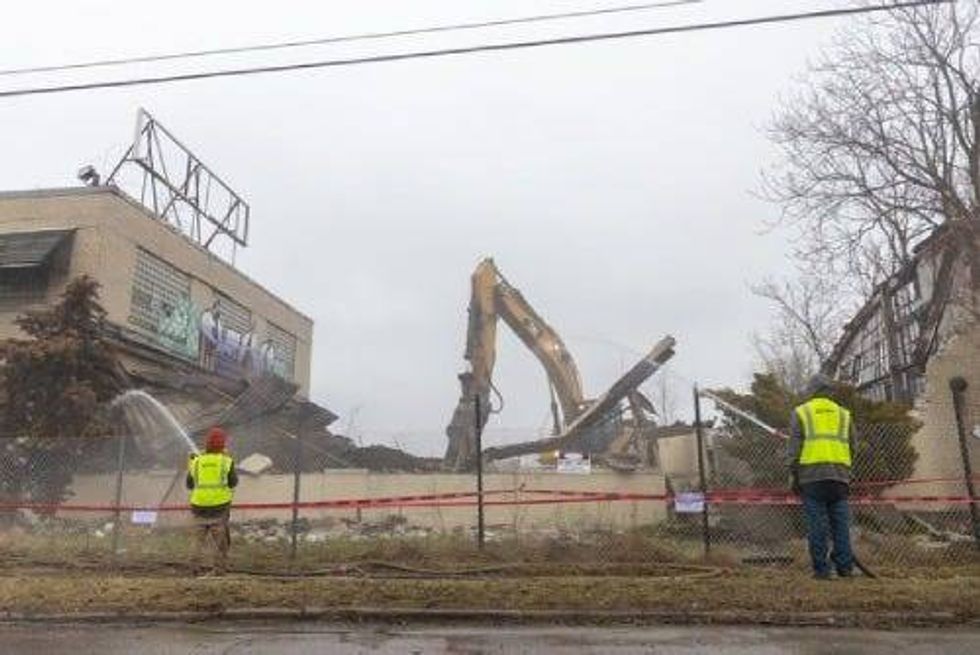Crews from Detroit-based Adamo Group begin demolition on the La Choy factory.