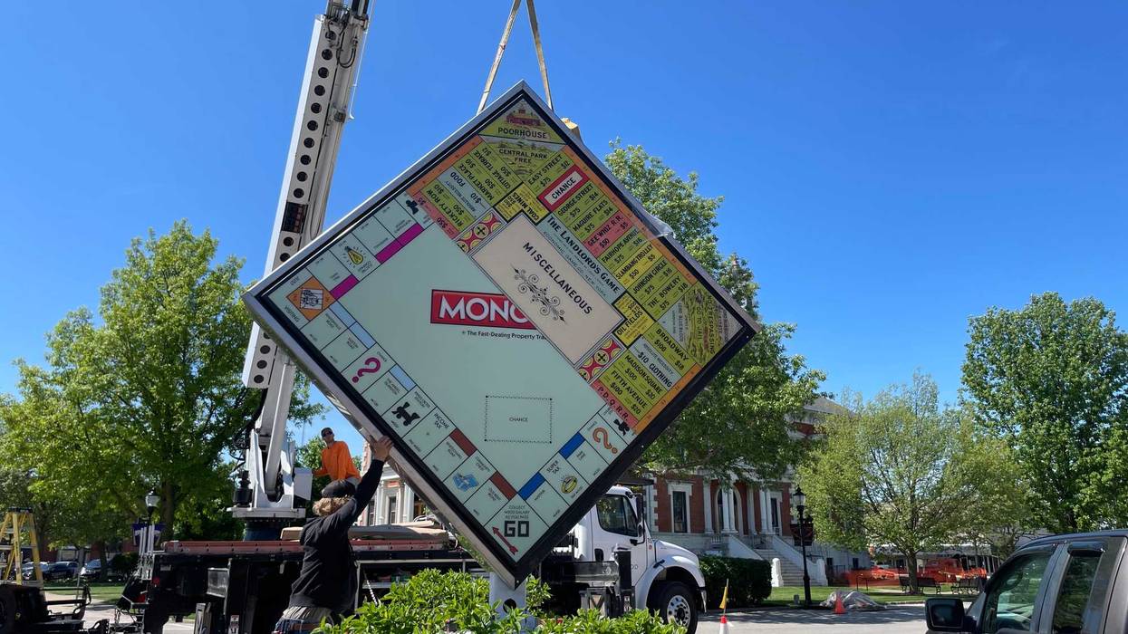 Crews in Macomb, Ill., install a custom game board honoring Lizzie Magie, a local game inventor who created The Landlord's Game -- the precursor to Monopoly.