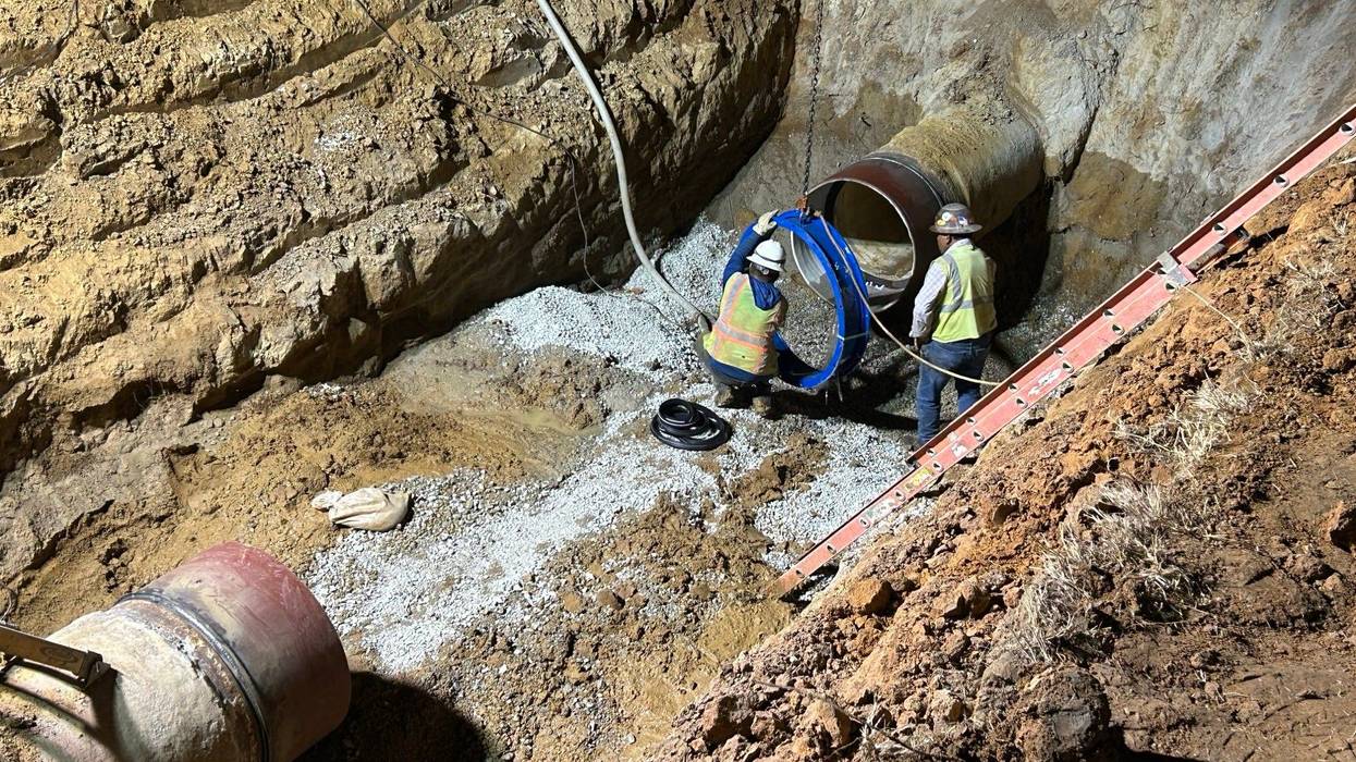Crews repair a water main break in Fort Worth, Texas on Tuesday, Aug. 27, 2024.