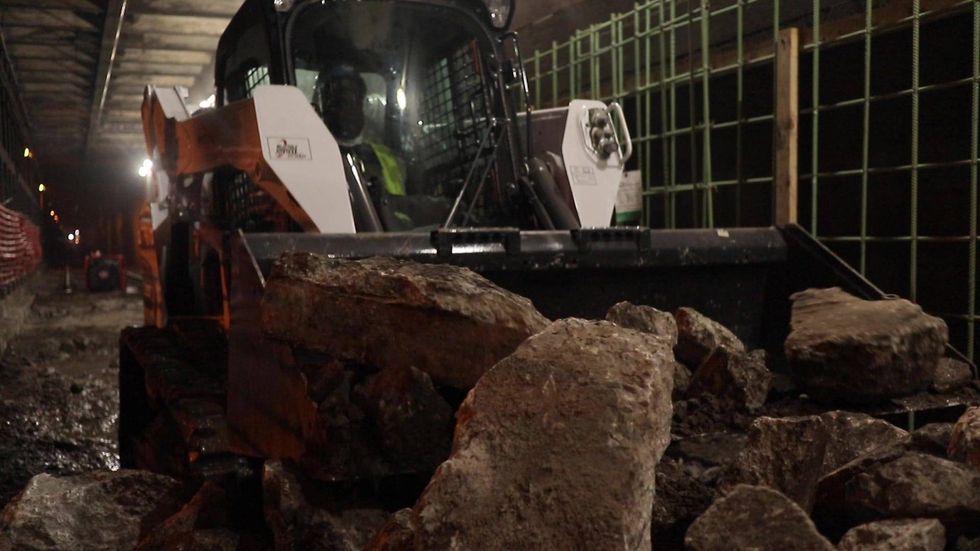 Crews working on repairs to the Center City SEPTA trolley tunnel.