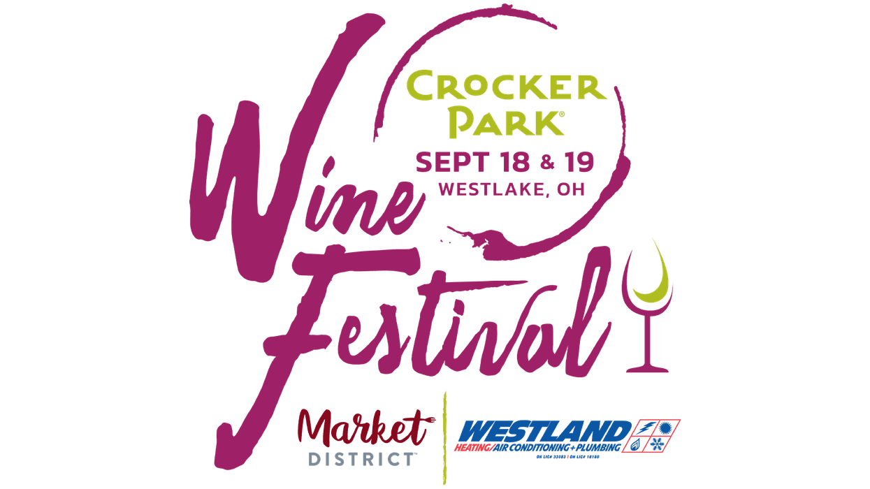 Crocker Park Wine Festival poster for Sept 18 & 19 in Westlake, OH.