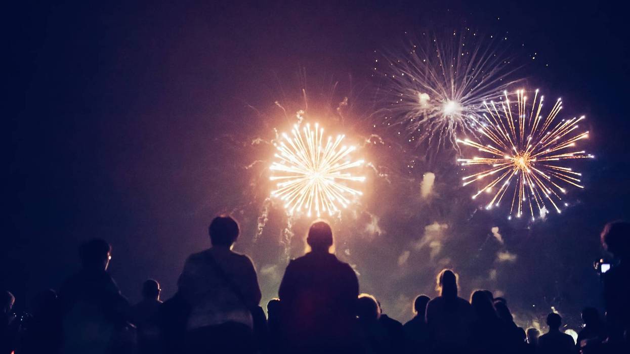 Crowd watching fireworks