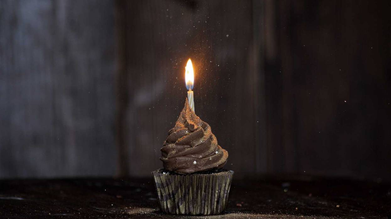 Cupcake with glitter stock photo.