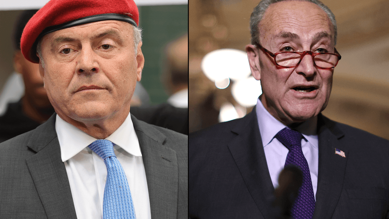 Curtis Sliwa (left) and Sen. Chuck Schumer (right)