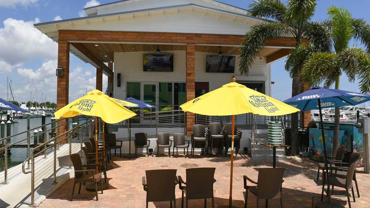 Customers arrive for lunch at the new Crabby's Dockside restaurant just after they opened for lunch on Monday, July 6, 2020, at the Fort Pierce City Marina. The new $1.4 million restaurant first opened their doors on June 25, and opened for their full lun