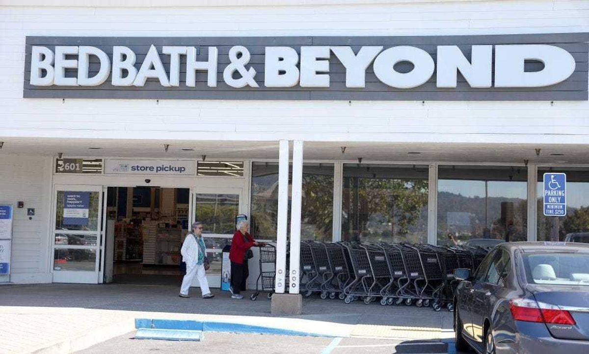 Customers leave a Bed, Bath and Beyond store on August 31, 2022 in Larkspur, California.