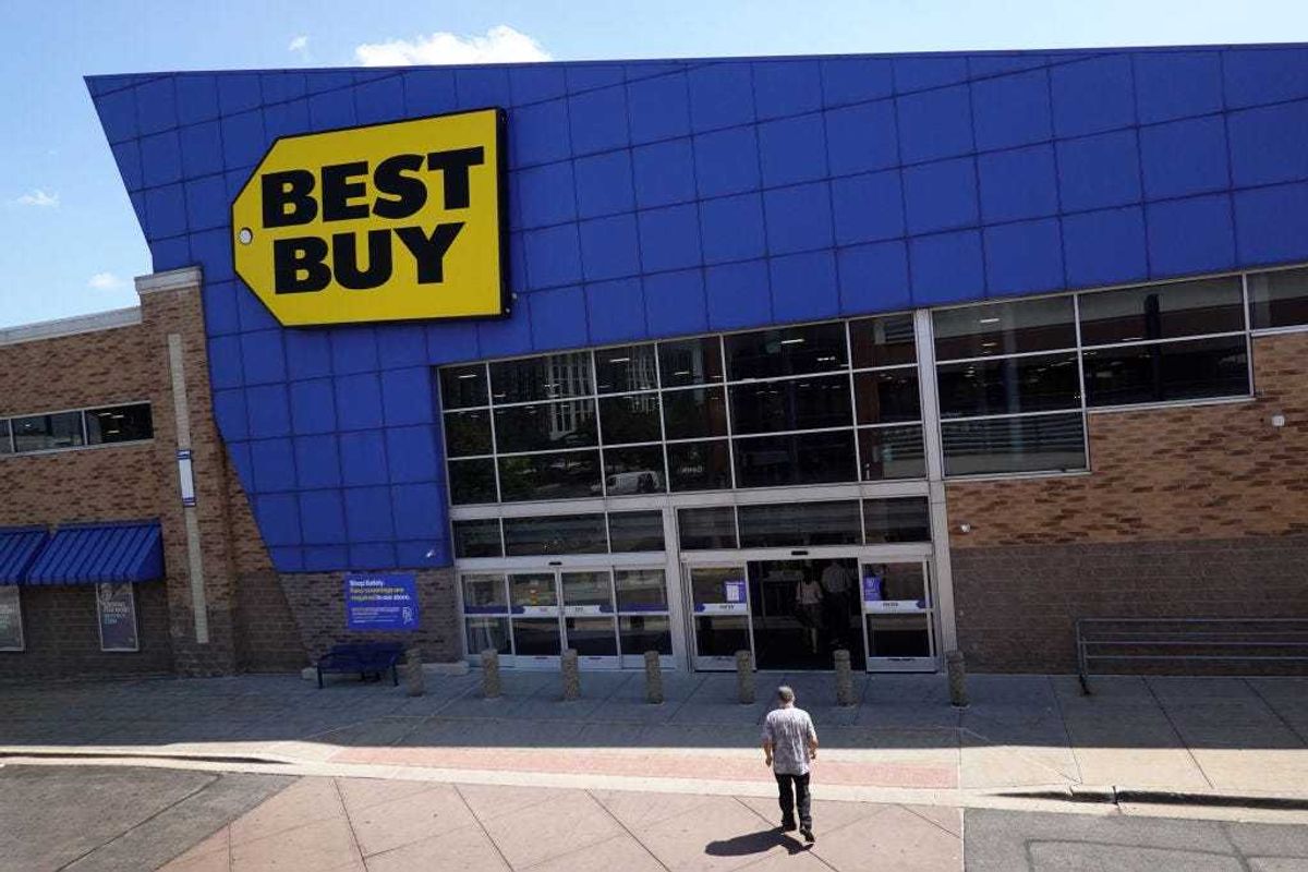 Customers shop at a Best Buy store on August 24, 2021 in Chicago, Illinois.